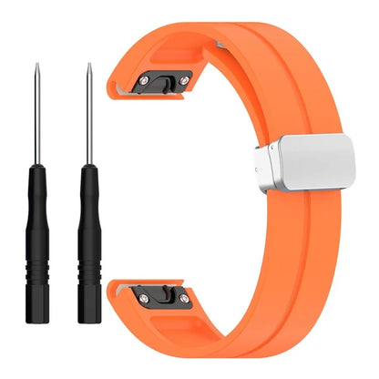 For Garmin Fenix 7S / 6S Pro / 5S Plus / Instinct 2S Silicone Watch Bands Silver Buckle 20mm Strap
