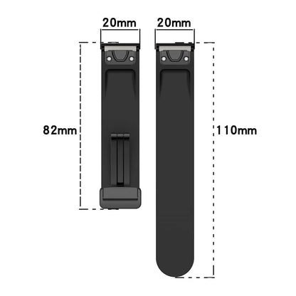 For Garmin Fenix 7S / 6S Pro / 5S Plus / Instinct 2S Silicone Watch Bands Silver Buckle 20mm Strap