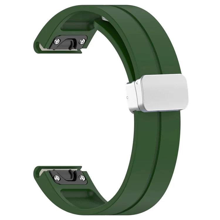 For Garmin Fenix 7S / 6S Pro / 5S Plus / Instinct 2S Silicone Watch Bands Silver Buckle 20mm Strap