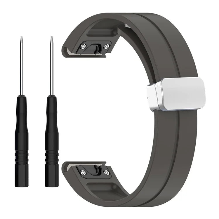 For Garmin Fenix 7S / 6S Pro / 5S Plus / Instinct 2S Silicone Watch Bands Silver Buckle 20mm Strap