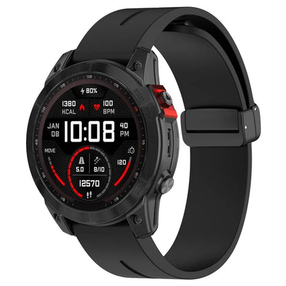 For Garmin Fenix 7 / Forerunner 965 / 955 / 945 / 935 Silicone Band Black Buckle 22mm Watch Strap