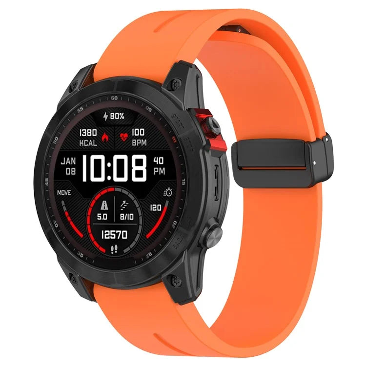 For Garmin Fenix 7 / Forerunner 965 / 955 / 945 / 935 Silicone Band Black Buckle 22mm Watch Strap