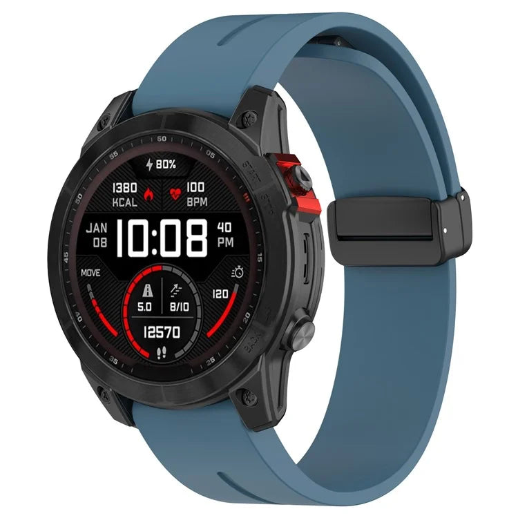 For Garmin Fenix 7 / Forerunner 965 / 955 / 945 / 935 Silicone Band Black Buckle 22mm Watch Strap
