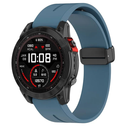 For Garmin Fenix 7 / Forerunner 965 / 955 / 945 / 935 Silicone Band Black Buckle 22mm Watch Strap