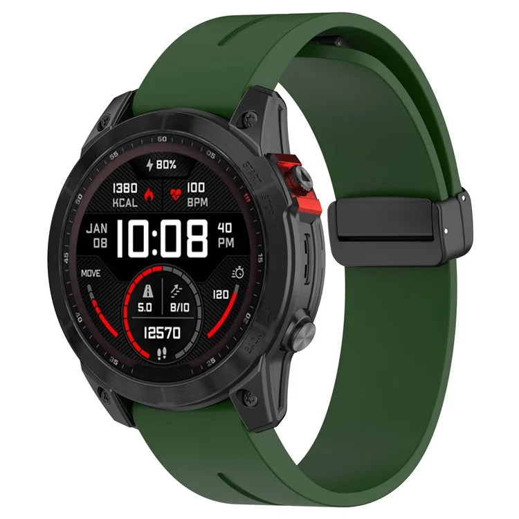 For Garmin Fenix 7 / Forerunner 965 / 955 / 945 / 935 Silicone Band Black Buckle 22mm Watch Strap