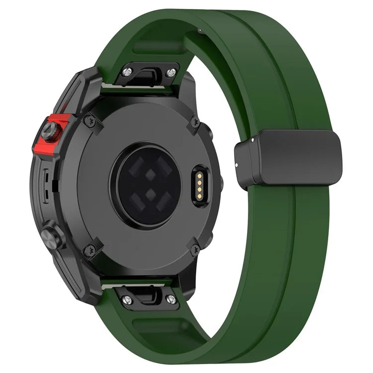 For Garmin Fenix 7 / Forerunner 965 / 955 / 945 / 935 Silicone Band Black Buckle 22mm Watch Strap