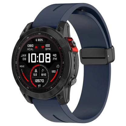 For Garmin Fenix 7 / Forerunner 965 / 955 / 945 / 935 Silicone Band Black Buckle 22mm Watch Strap