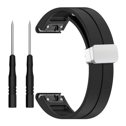 For Garmin Fenix 7 / Forerunner 965 / 955 / 945 / 935 22mm Watch Band Silive Buckle Silicone Wriststrap
