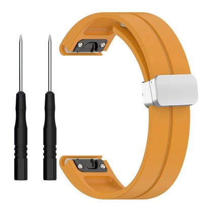 For Garmin Fenix 7 / Forerunner 965 / 955 / 945 / 935 22mm Watch Band Silive Buckle Silicone Wriststrap