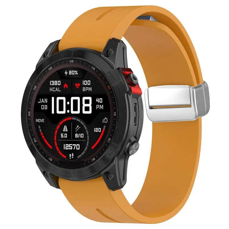 For Garmin Fenix 7 / Forerunner 965 / 955 / 945 / 935 22mm Watch Band Silive Buckle Silicone Wriststrap
