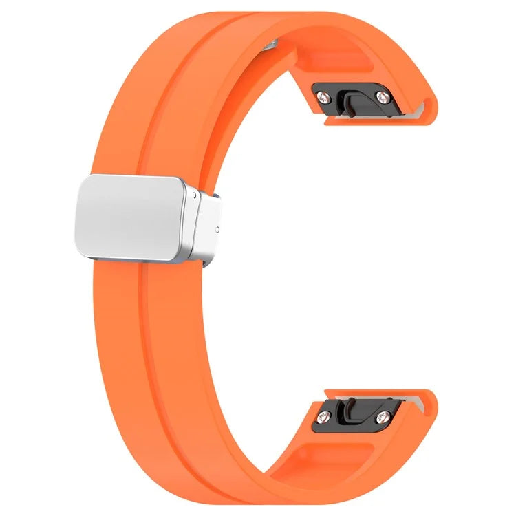 For Garmin Fenix 7 / Forerunner 965 / 955 / 945 / 935 22mm Watch Band Silive Buckle Silicone Wriststrap