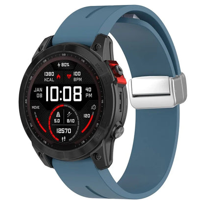 For Garmin Fenix 7 / Forerunner 965 / 955 / 945 / 935 22mm Watch Band Silive Buckle Silicone Wriststrap