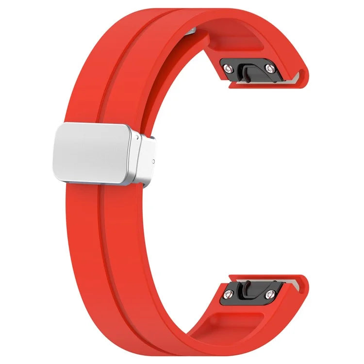 For Garmin Fenix 7 / Forerunner 965 / 955 / 945 / 935 22mm Watch Band Silive Buckle Silicone Wriststrap