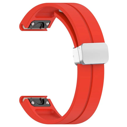 For Garmin Fenix 7 / Forerunner 965 / 955 / 945 / 935 22mm Watch Band Silive Buckle Silicone Wriststrap