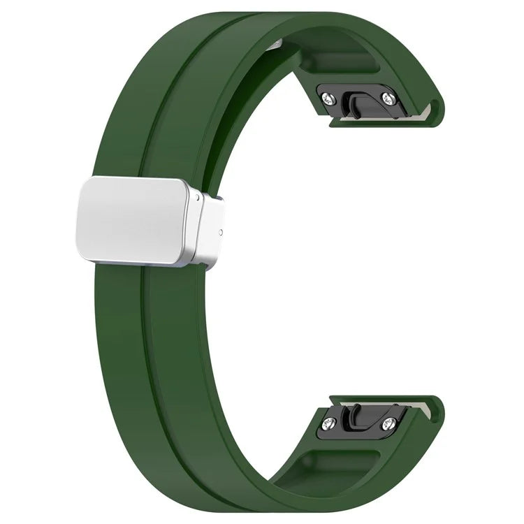 For Garmin Fenix 7 / Forerunner 965 / 955 / 945 / 935 22mm Watch Band Silive Buckle Silicone Wriststrap