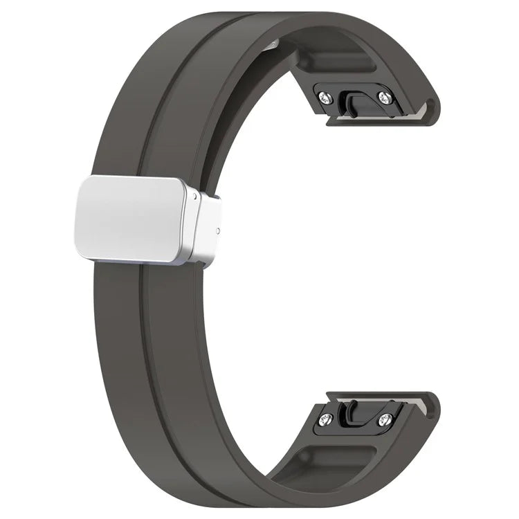 For Garmin Fenix 7 / Forerunner 965 / 955 / 945 / 935 22mm Watch Band Silive Buckle Silicone Wriststrap