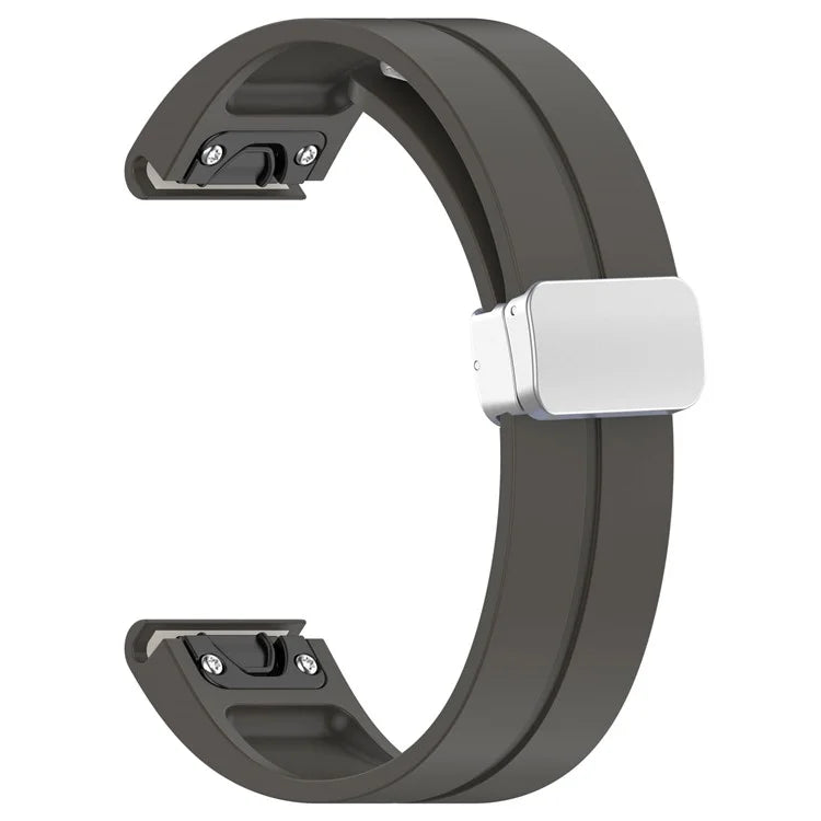 For Garmin Fenix 7 / Forerunner 965 / 955 / 945 / 935 22mm Watch Band Silive Buckle Silicone Wriststrap