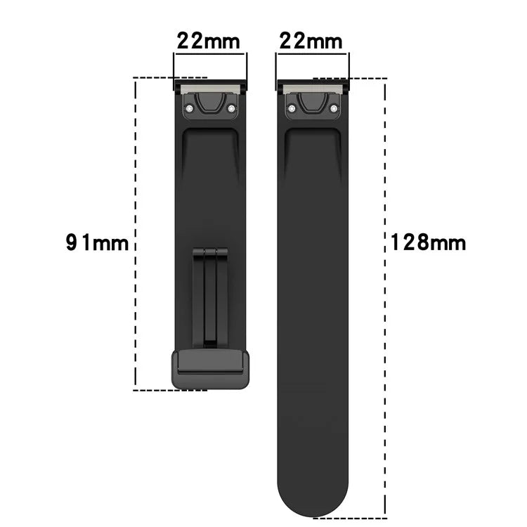 For Garmin Fenix 7 / Forerunner 965 / 955 / 945 / 935 22mm Watch Band Silive Buckle Silicone Wriststrap