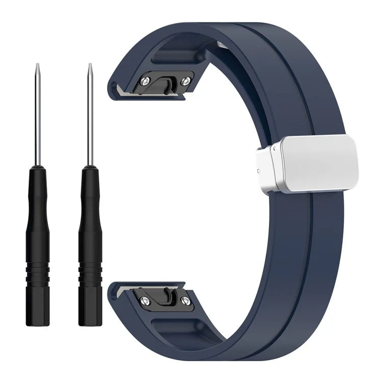 For Garmin Fenix 7 / Forerunner 965 / 955 / 945 / 935 22mm Watch Band Silive Buckle Silicone Wriststrap