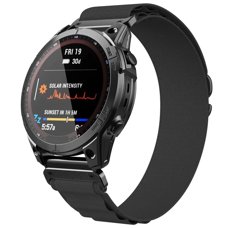 For Garmin Fenix 7X / 7X Solar / Tactix 7 Pro Nylon Watch Band Adjustable 26mm Quick Release Wrist Strap