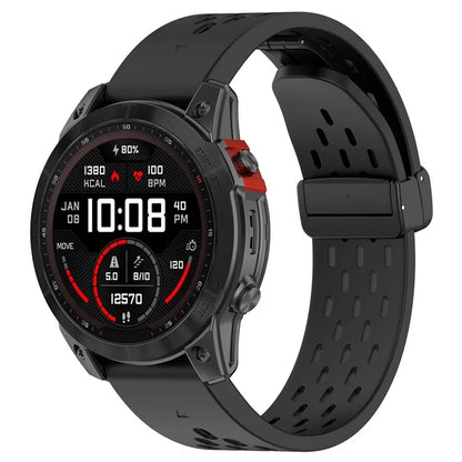 For Garmin Tactix 7 Pro / Fenix 7X / Fenix 7X Solar Silicone Watch Strap 26mm Breathable Watch Band with Folding Buckle