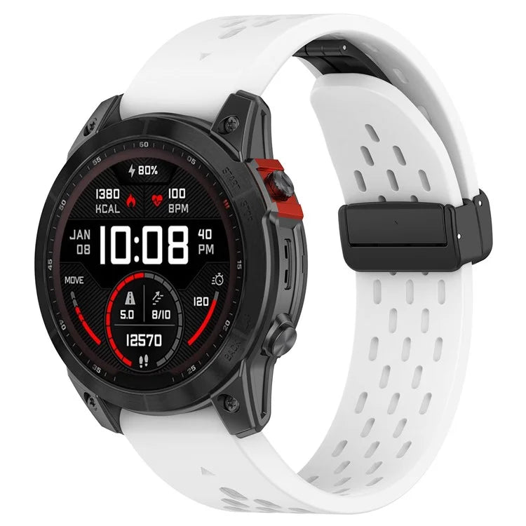 For Garmin Tactix 7 Pro / Fenix 7X / Fenix 7X Solar Silicone Watch Strap 26mm Breathable Watch Band with Folding Buckle