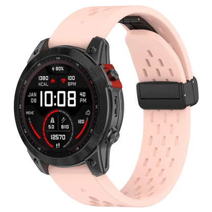 For Garmin Tactix 7 Pro / Fenix 7X / Fenix 7X Solar Silicone Watch Strap 26mm Breathable Watch Band with Folding Buckle