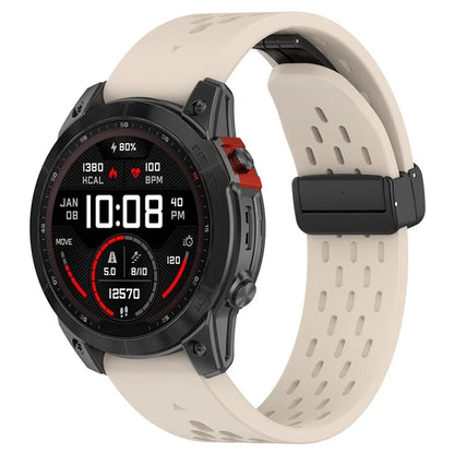 For Garmin Tactix 7 Pro / Fenix 7X / Fenix 7X Solar Silicone Watch Strap 26mm Breathable Watch Band with Folding Buckle