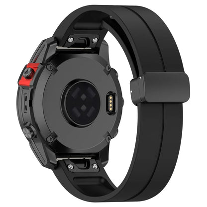 For Garmin Fenix 7X / 7X Solar / Tactix 7 Pro Silicone Watch Strap 26mm Folding Black Buckle Watchband
