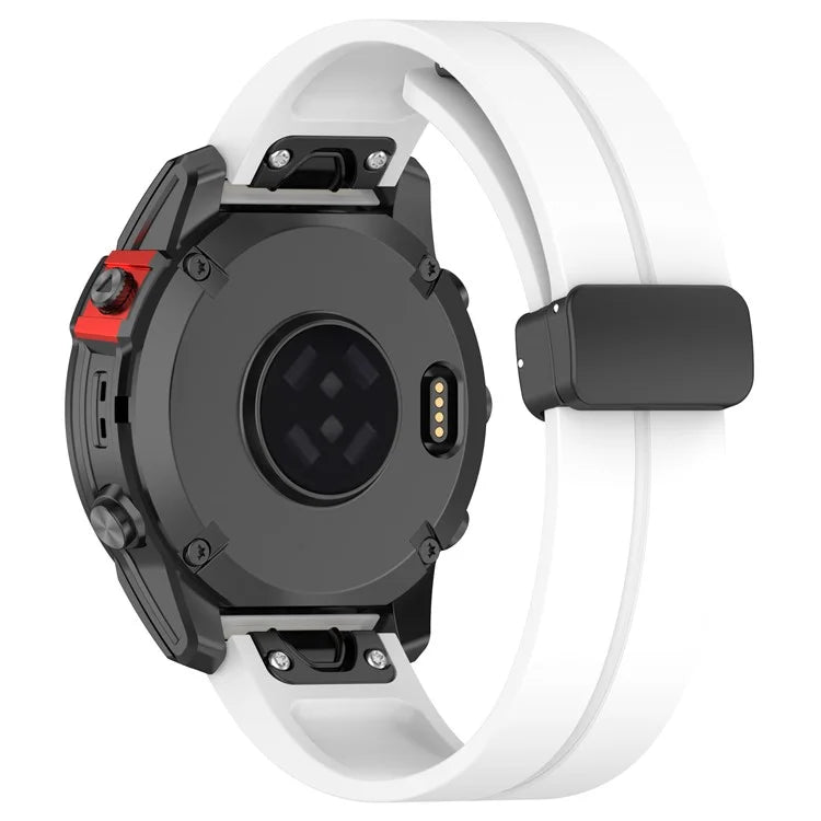 For Garmin Fenix 7X / 7X Solar / Tactix 7 Pro Silicone Watch Strap 26mm Folding Black Buckle Watchband