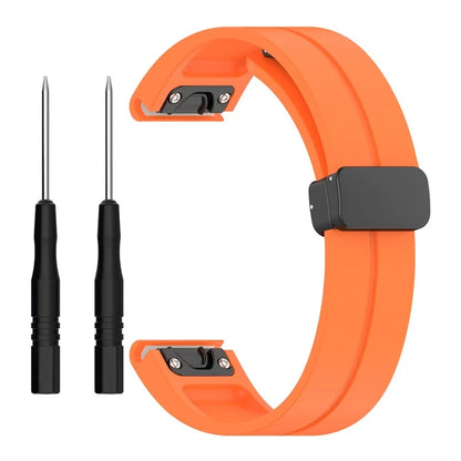 For Garmin Fenix 7X / 7X Solar / Tactix 7 Pro Silicone Watch Strap 26mm Folding Black Buckle Watchband