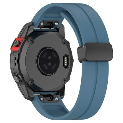 For Garmin Fenix 7X / 7X Solar / Tactix 7 Pro Silicone Watch Strap 26mm Folding Black Buckle Watchband