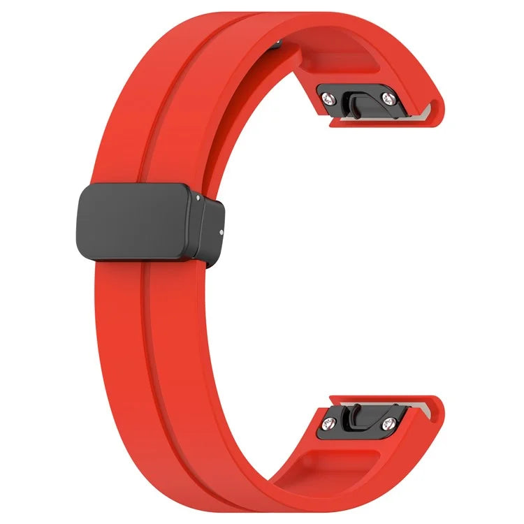 For Garmin Fenix 7X / 7X Solar / Tactix 7 Pro Silicone Watch Strap 26mm Folding Black Buckle Watchband