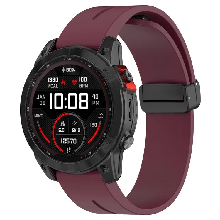For Garmin Fenix 7X / 7X Solar / Tactix 7 Pro Silicone Watch Strap 26mm Folding Black Buckle Watchband