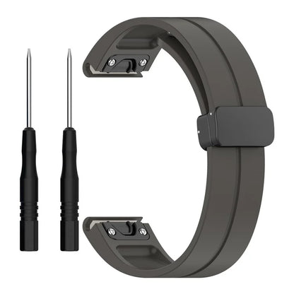 For Garmin Fenix 7X / 7X Solar / Tactix 7 Pro Silicone Watch Strap 26mm Folding Black Buckle Watchband