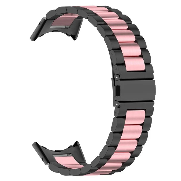 For Google Pixel Watch / Watch 2 Stainless Steel Watch Strap Integrate Replacement Watch Band / Pink / Black