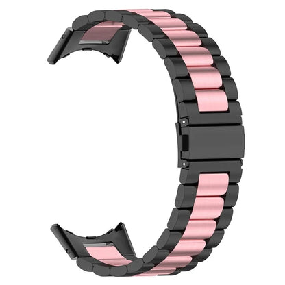 For Google Pixel Watch / Watch 2 Stainless Steel Watch Strap Integrate Replacement Watch Band / Pink / Black