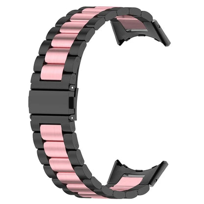 For Google Pixel Watch / Watch 2 Stainless Steel Watch Strap Integrate Replacement Watch Band / Pink / Black