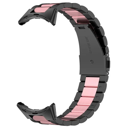For Google Pixel Watch / Watch 2 Stainless Steel Watch Strap Integrate Replacement Watch Band / Pink / Black