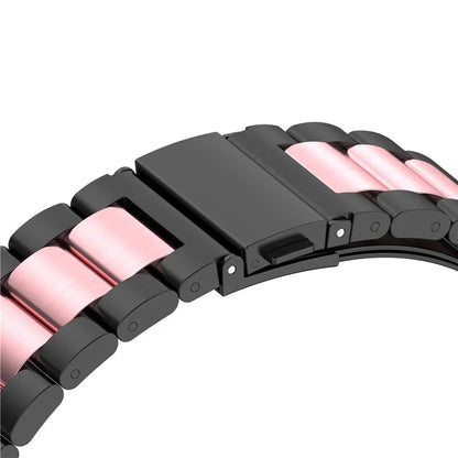 For Google Pixel Watch / Watch 2 Stainless Steel Watch Strap Integrate Replacement Watch Band / Pink / Black
