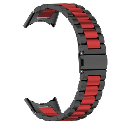 For Google Pixel Watch / Watch 2 Stainless Steel Watch Strap Integrate Replacement Watch Band / Red / Black