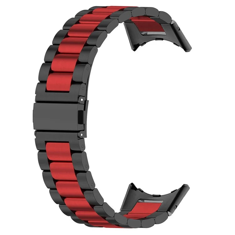 For Google Pixel Watch / Watch 2 Stainless Steel Watch Strap Integrate Replacement Watch Band / Red / Black