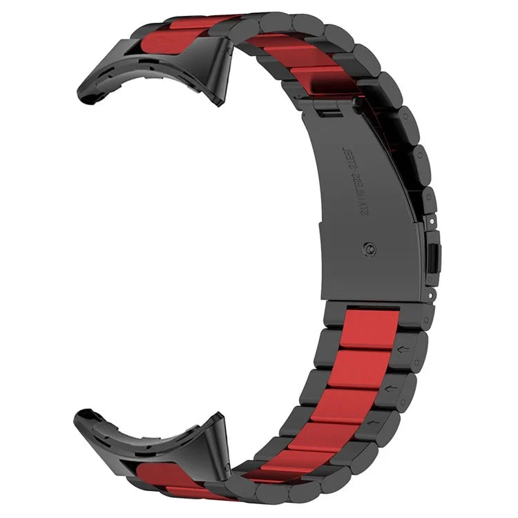 For Google Pixel Watch / Watch 2 Stainless Steel Watch Strap Integrate Replacement Watch Band / Red / Black