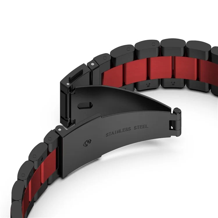 For Google Pixel Watch / Watch 2 Stainless Steel Watch Strap Integrate Replacement Watch Band / Red / Black