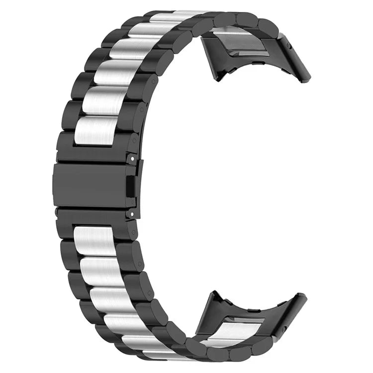For Google Pixel Watch / Watch 2 Stainless Steel Watch Strap Integrate Replacement Watch Band / Silver / Black