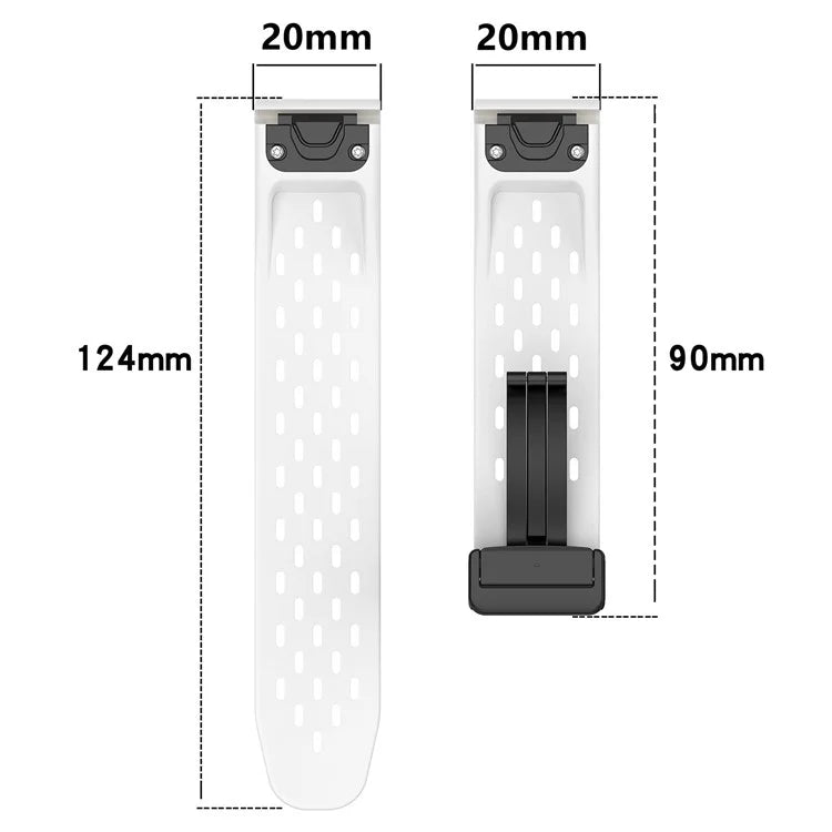 For Garmin Fenix 7S / Instinct 2S / Fenix 6S / Fenix 6S Pro Breathable Strap Folding Buckle 20mm Silicone Watch Band