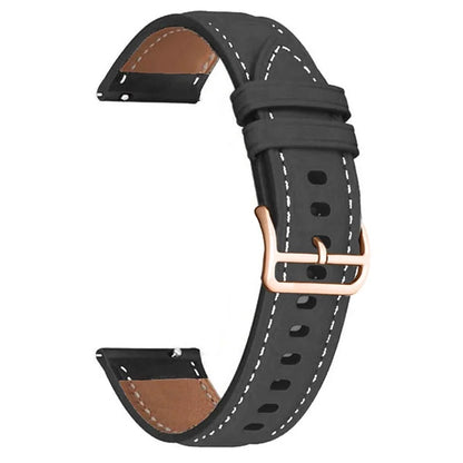 For Garmin vivoactive 5 / Venu 2 Plus / Venu Sq PU Leather Watch Strap Gold Buckle 20mm Watch Band
