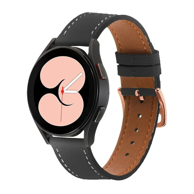 For Garmin vivoactive 5 / Venu 2 Plus / Venu Sq PU Leather Watch Strap Gold Buckle 20mm Watch Band