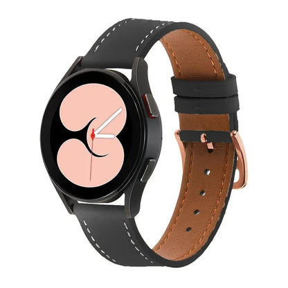 For Garmin vivoactive 5 / Venu 2 Plus / Venu Sq PU Leather Watch Strap Gold Buckle 20mm Watch Band