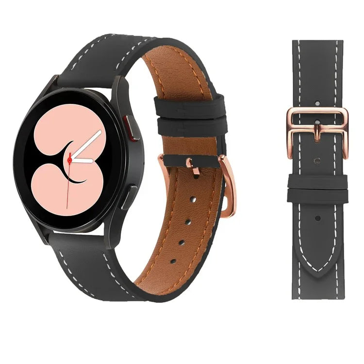 For Garmin vivoactive 5 / Venu 2 Plus / Venu Sq PU Leather Watch Strap Gold Buckle 20mm Watch Band